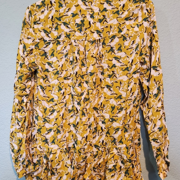 Anthropologie 0 Small Janie Bunny Rabbit Mustard Yellow Flounced Peasant Blouse. - Picture 7 of 7